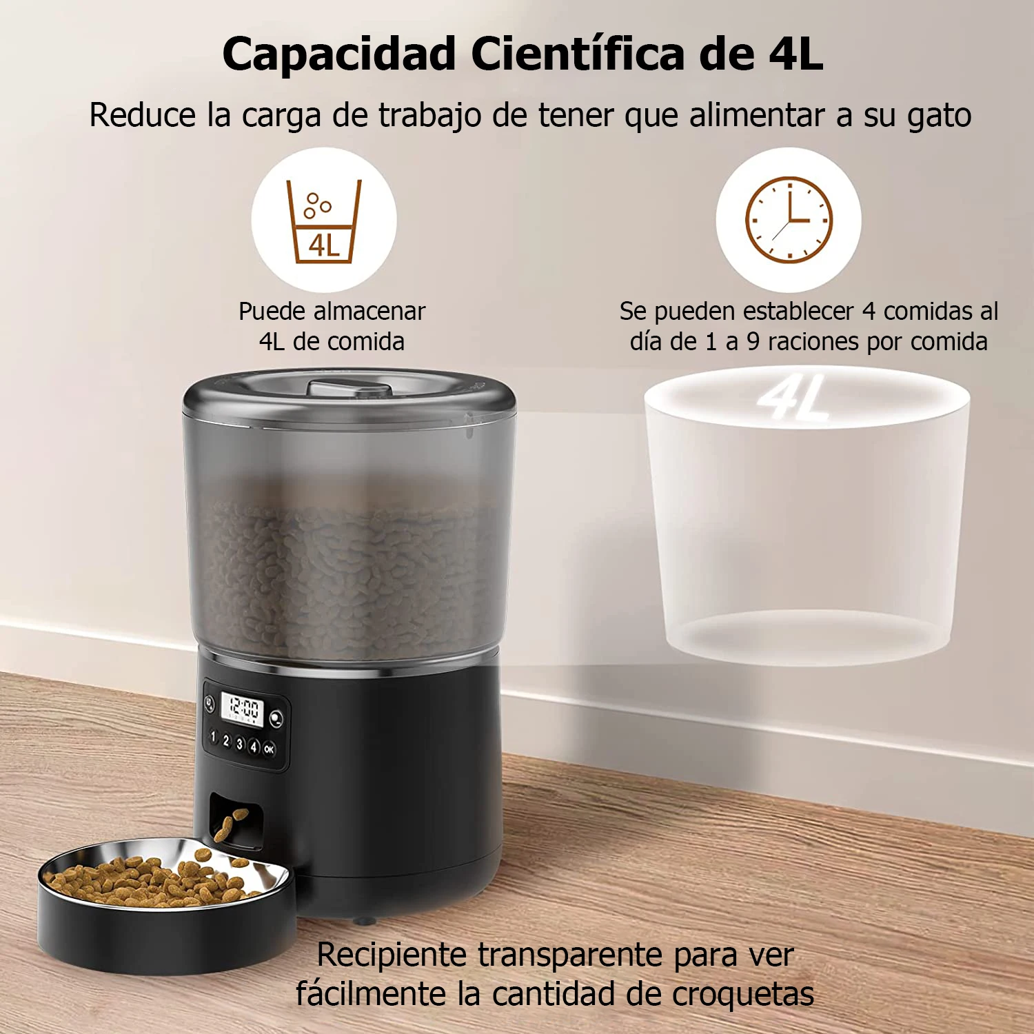 Distributeur automatique de croquettes 4L avec programmateur – Image 2