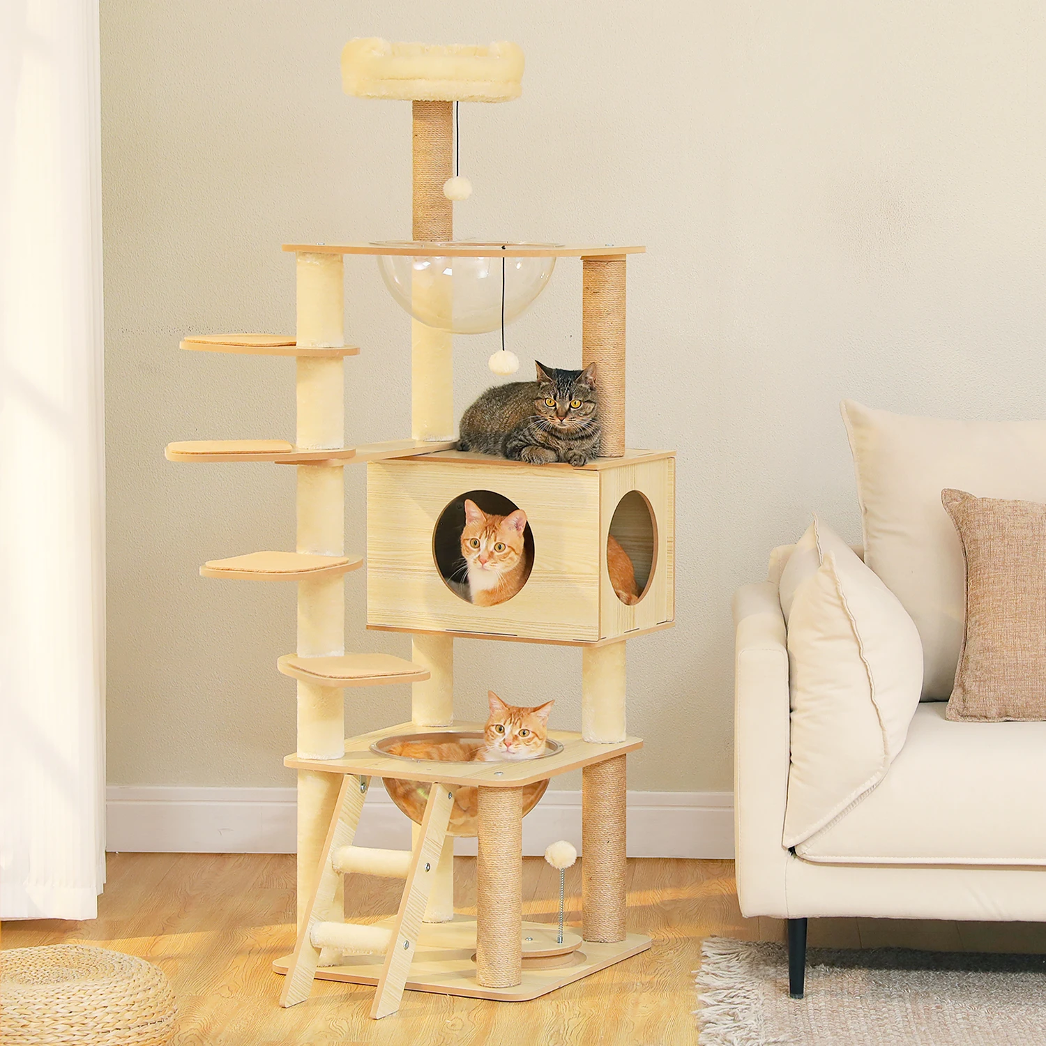 Arbre à chats multi-niveaux avec hamac et griffoirs en sisal – Image 4