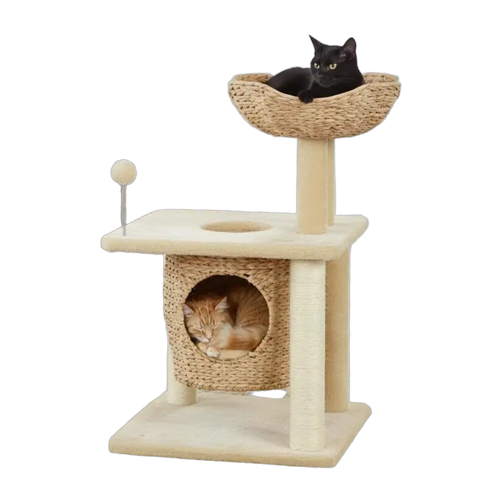 Arbre à chat double niveau en chanvre