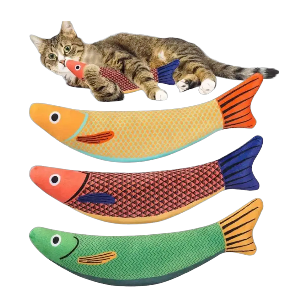 Jouet poisson en peluche pour chat