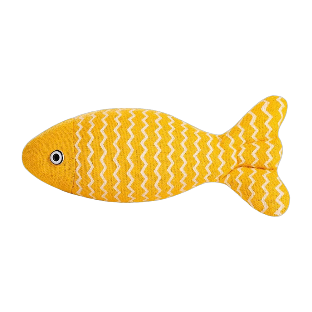 Jouet poisson en toile de jute avec herbe à chat