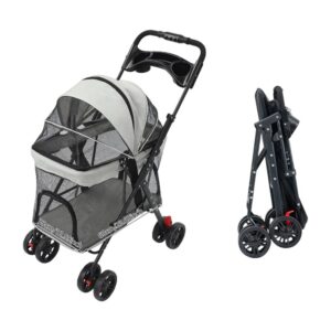 Poussette pliante gris/noir pour animaux