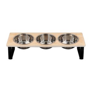 Support surélevé 3 gamelles avec tapis silicone