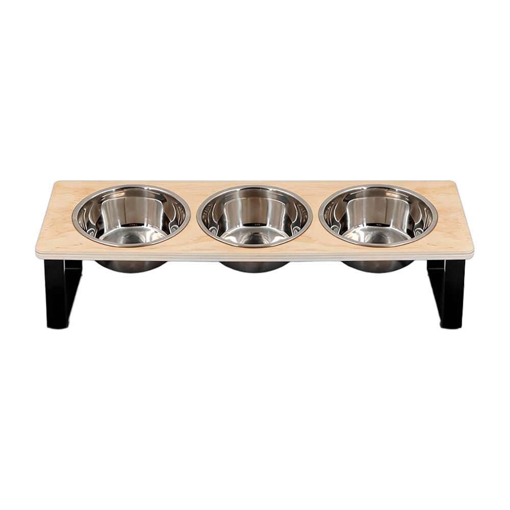 Support surélevé 3 gamelles avec tapis silicone