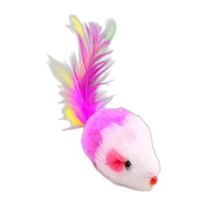 Souris en peluche avec plumes pour chat